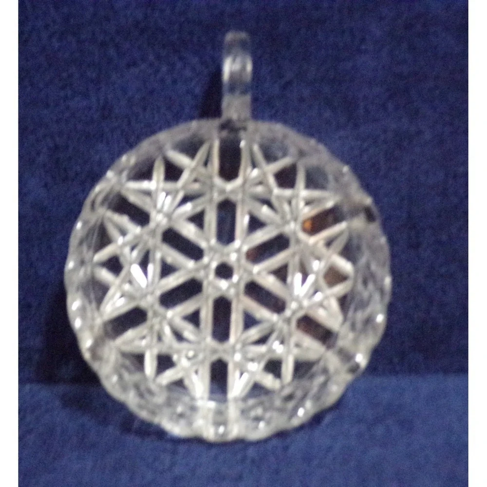 Cut Glass Star Crystal Like Nappy Cup or Trinket Candy Dish w/Handle